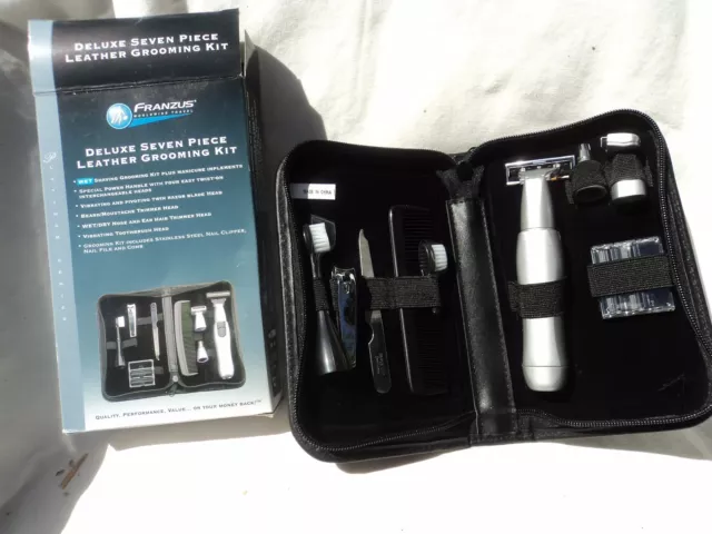 Travel Smart PS-495GK Deluxe 7 Piece Leather Grooming Kit