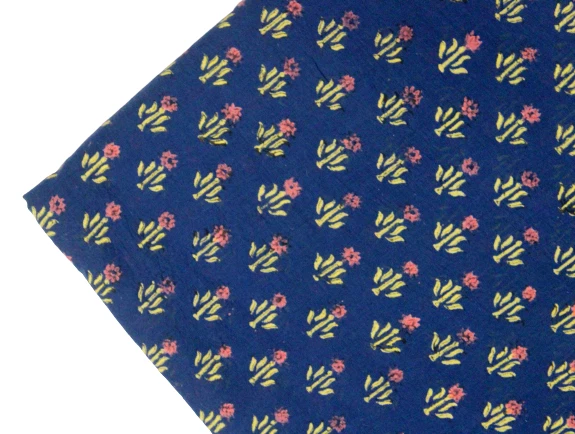 Tissu Coton Bleu Imprimé Floral Couture Robe par le Mètre Indien Tissu Faisant