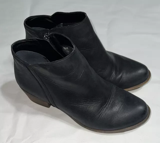 Lucky Brand Women's Ankle Booties Boots Size 6 Leather Black Side Zipper
