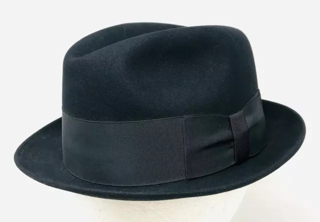 Dobbs Hat Mens Fedora Hat Black Size 7 Vintage Wool Felt 5th Avenue NY KP21