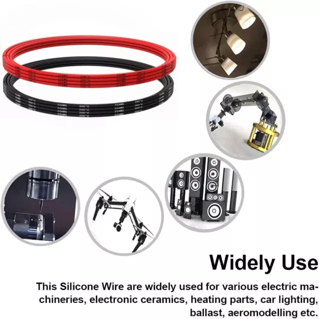 Cable de silicona 22 AWG eléctrico flexible 5 metros 2,5m negro y 2,5m rojo RC 2