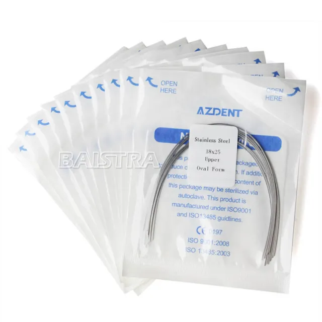 10X AZDENT Dental Rectangular Stainless Steel Arch Wire 18*25 Upper Wires
