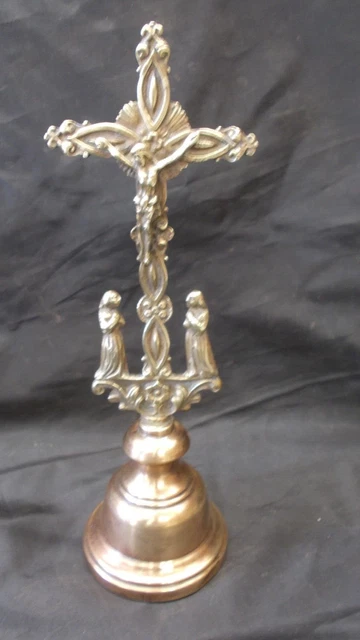 Statue Croix De Jésus En Métal Bronze - Avec Socle Stable, Décoration Table, Cadeau Religieux - 7