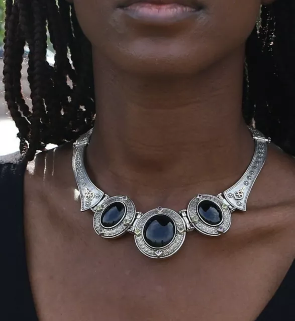 Vetro di Murano Nero Collana Argento Sterling Originale Prodotto IN Italia