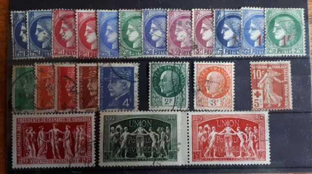 LOT TIMBRES FRANCE années 20 à 40 avec n°147 rouge-orange EUR 3,80 - FR
