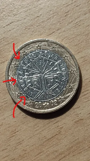 Moneta 1 Euro Francia 2002 RARA - Errori di conio - Rare Coin France
