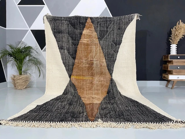 Tapis berbère Kilim rouge fait main en laine naturelle, Tapis de