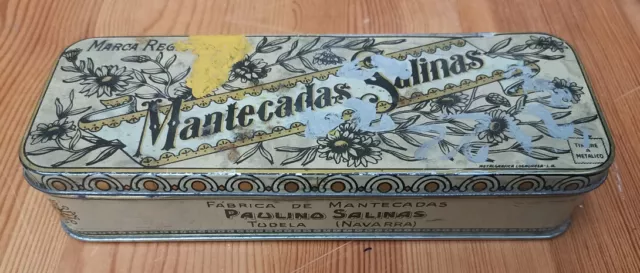 Antigua Caja Metalica De Mantecadas Salinas, Paulino Salinas, Tudela, Navarra