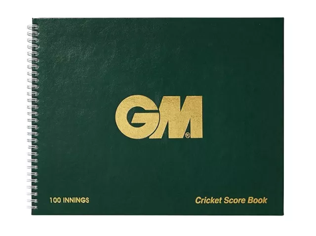 GM Cricket Scorebook Wire Bound Green with Gold GM Logo 100 Innings- Free P&P