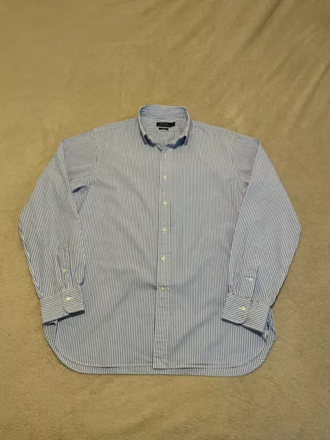 Polo Ralph Lauren Men's Long Sleeve Shirt Size 17 43 Slim Fit Blue Striped