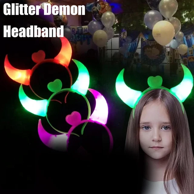 LED Light Up Flashing Devil Horns Headband Glowing Horns Costume LED z