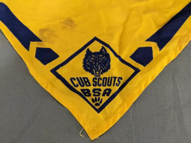 Vintage Cub Scouts BSA Boys Yellow Blue Triangular Neckerchief/Bandana EUC 2