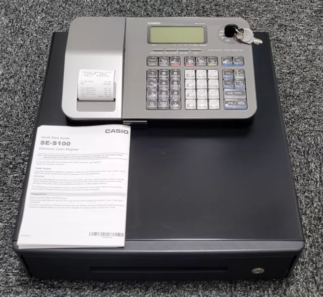 Casio SE-S100 Electronic Cash Register & Cash Drawer Black - Excellent Condition