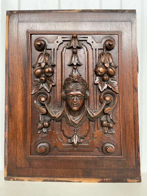 Stunning French Walnut Neo Renaissance Carved panel in wood 3