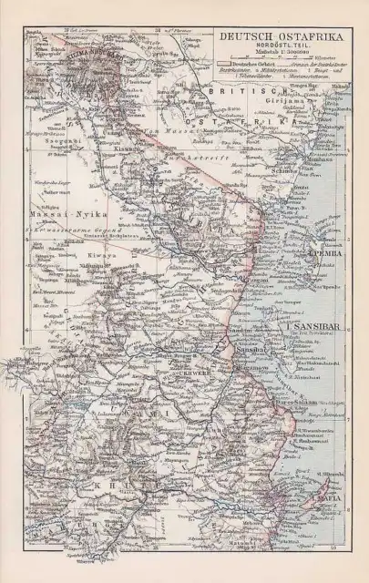 Deutsch-Ostafrika DOA Dar-es-Salaam LANDKARTE von 1905 Ugogo Hundi Ukongo 3