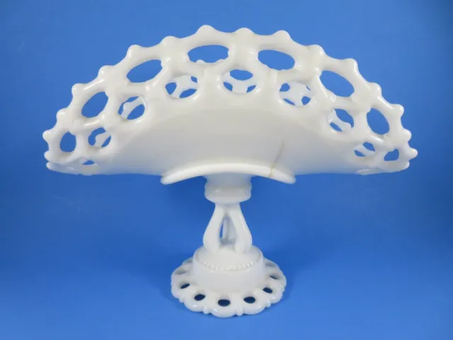 Westmoreland Milk Glass Pedestal Fruit Bowl Curved White Doric Large Vintage