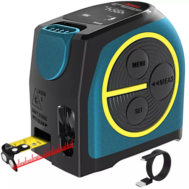 DTAPE 2 in 1 /40M digital Laser Tape Measure Silent USB Rechargeable LCD Display 2