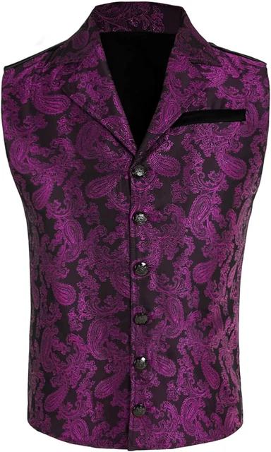Runcati Mens Victorian Suit Vest Steampunk Renaissance Gothic Slim Fit Waistcoat