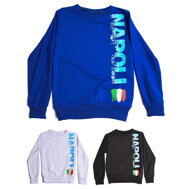 Felpa del Napoli Calcio Bambini Maglia Manica Lunga in Cotone Stampa NAPOLI
