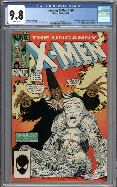 Uncanny X-Men #190 CGC 9.8 NM/MT Spider-Man & Avengers Appearance WHITE PAGES