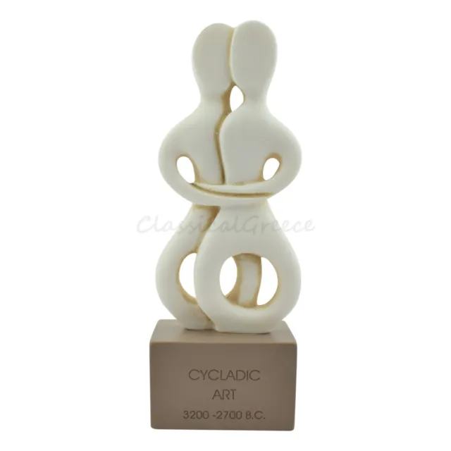 Statue Ancient Greek Cycladic Art Couple Figurine 9"-23cm Alabaster on Stand