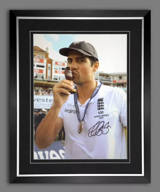 Alastair Cook  Signed And Framed Cricket 12x16 Photograph :B.Sports Memorabilia