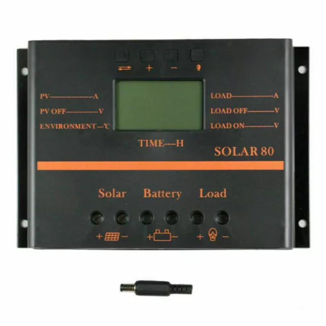 80A Solar Charge Controller 12V/24V Auto Battery Charger Regulator LCD Display
