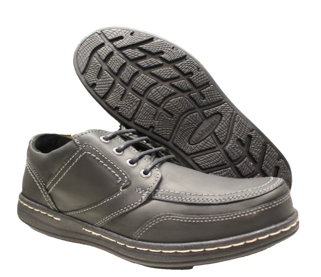 MEN S HUSH PUPPIES Vines Victory Black Leather Shoes UK 6 13 Dual Fitting 39.99 PicClick UK