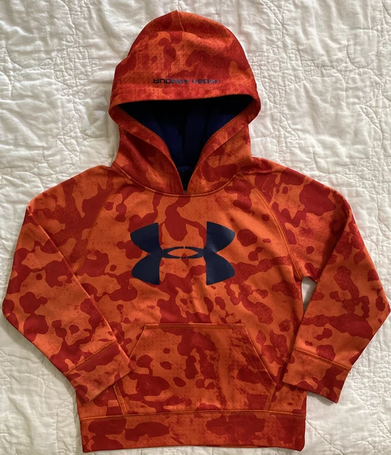 Kids Under Armour Pullover Hoodie, Size: 5, Orange Camo