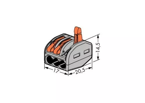 50 Bornes de connexions Wago 222-413 automatique 3 entrées fil souple rigide 3