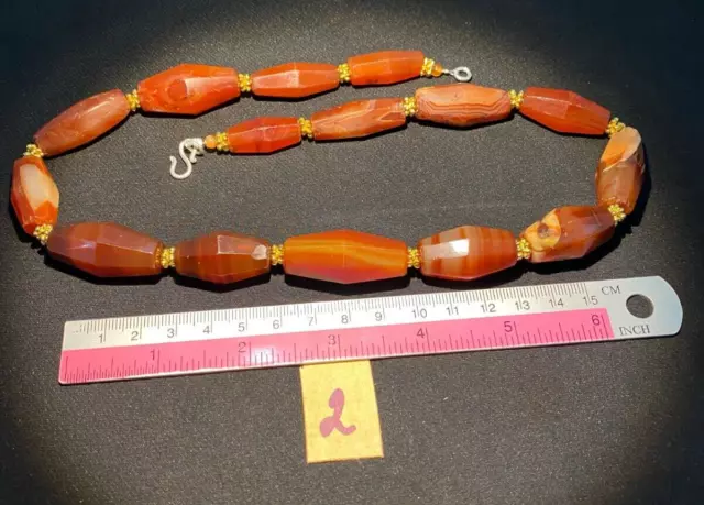 Antique old Beads carnelian Angkor Cambodian antiquity amulet jewelry strand 3