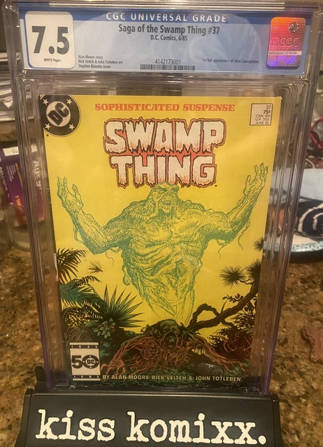 SAGA OF THE SWAMP THING #37 - CGC 7.5 White Pages - 1st  App. JOHN CONSTANTINE