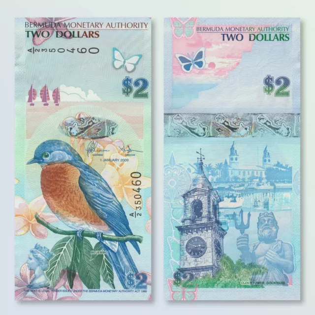 Bermuda 2 Dollars, 2009, B230c, P57c, IBNS Banknote of the Year  |  UNC