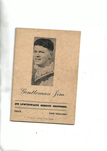 Rugby League Programme: Barrow FC Jim Lawthwaite test brochure 1950