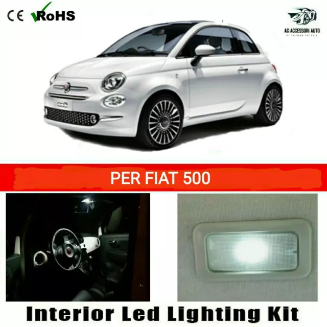 Kit Full Led Interni Fiat 500 Plafoniera Anteriore + Bagagliaio 6000K Completo