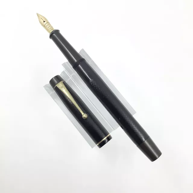 Onoto De La Rue Fountain Pen, Black With Gold Trim, 14k Gold Nib 2