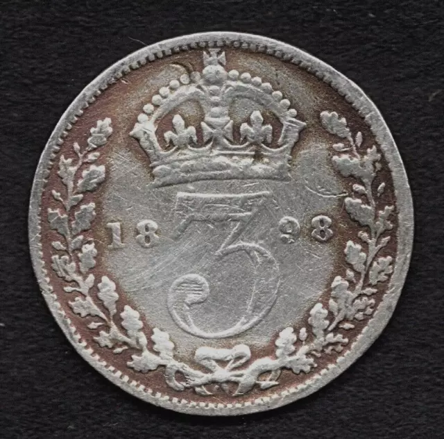 1898 VICTORIAN Silver 3 Pence coin.