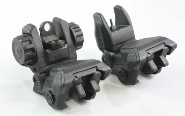Black Polymer Picatinny Flip-Up A Pair Front & Rear Combo Sights Dual Aperture