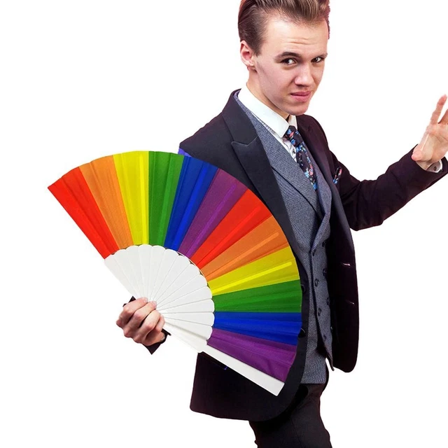 Nuovo regalo ventilatore arcobaleno pieghevole ventilatore a mano arcobaleno mano ventilatore pieghevole a mano