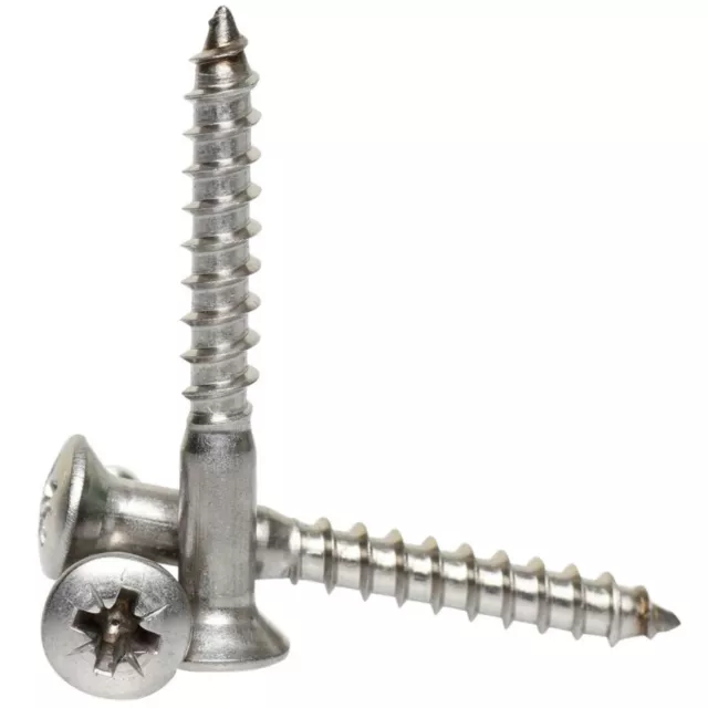 3mm / No.4 A2 STAINLESS STEEL POZI RAISED HEAD COUNTERSUNK WOOD SCREWS DIN 7995