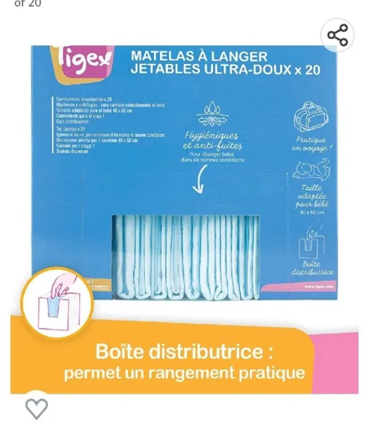Tigex Disposable Baby Changing mats 40 x 60cm Box of 20 sheets (60 x 40cm Pads)