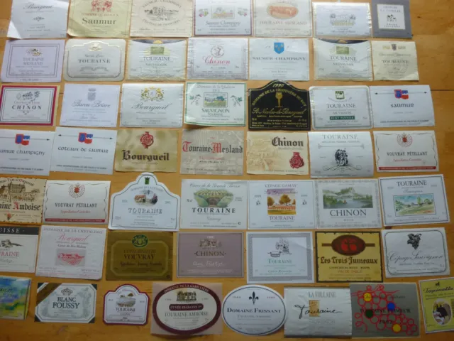 Lot + 310 étiquettes vin LOIRE BOURGUEIL CHINON SAUMUR TOURAINE ETC wine label