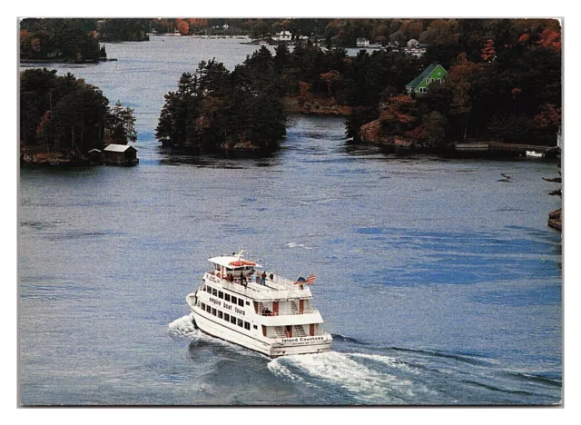 Postcard 4x6 NY Island Countess Boat Aerial View Alexandria Bay New York