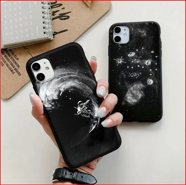 Space Planet Stars Moon Silicone Cover Case Apple iPhone 14 13 12 11 Pro Max