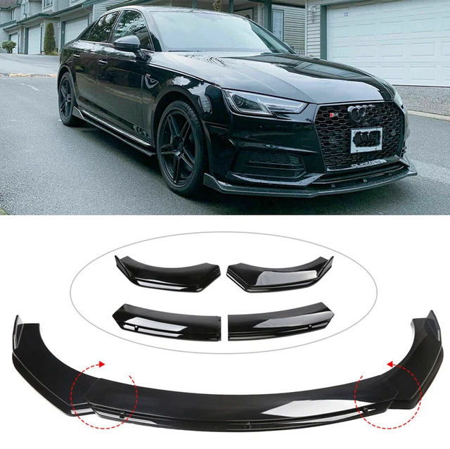 UNIVERSAL FOR AUDI Glossy Black Car Front Bumper Lip Spoiler Splitter