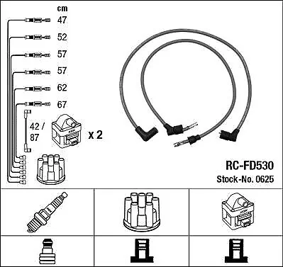 NGK 0625 8 Zündkabel Zündleitungssatz für FORD SIERRA Schrägheck (GBC, GBG)