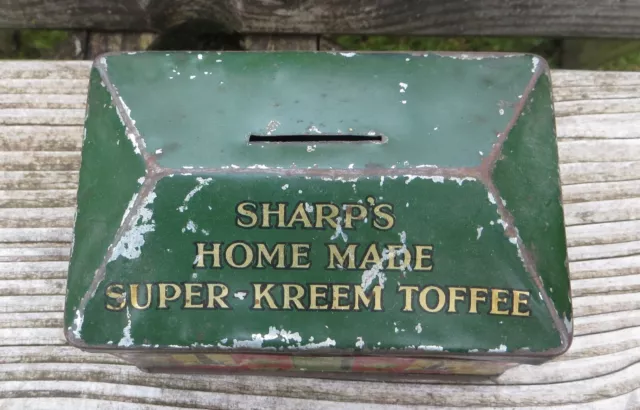 Vintage Sharps Super Kreem Toffee House Tin Money Box 3