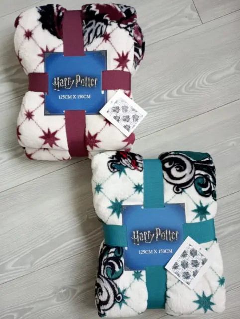 RARE Harry Potter x Primark Slytherin Gryffindor Throw Blanket Fleece Christmas