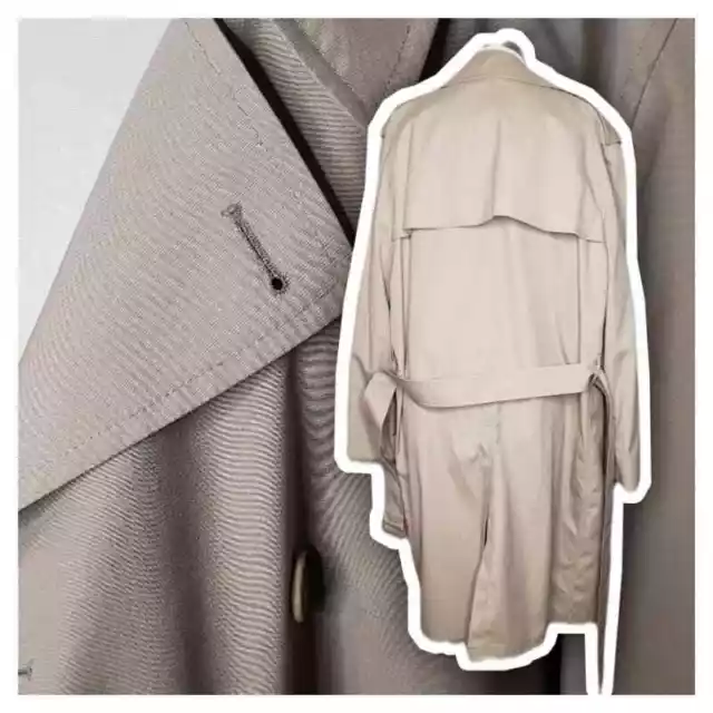 VINTAGE MENS CREAM Colored London Fog Unlined 44 Reg Trench Coat W ...