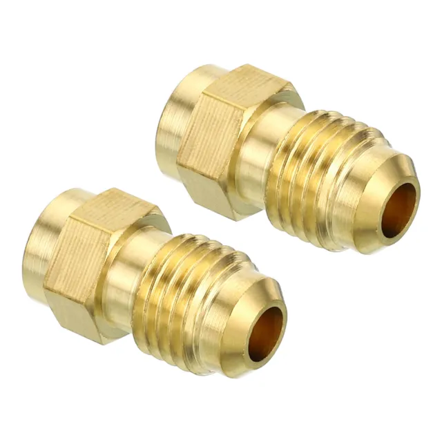 2pcs 1/4 SAE Male Thread Brass Flare Tube Fitting Pipe Adapter Connector